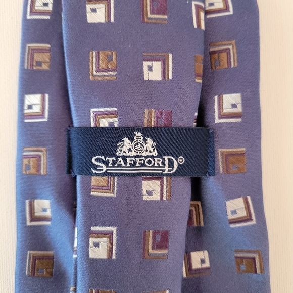 Stafford  Silk Tie Geometric Blue Purple - Picture 1 of 4
